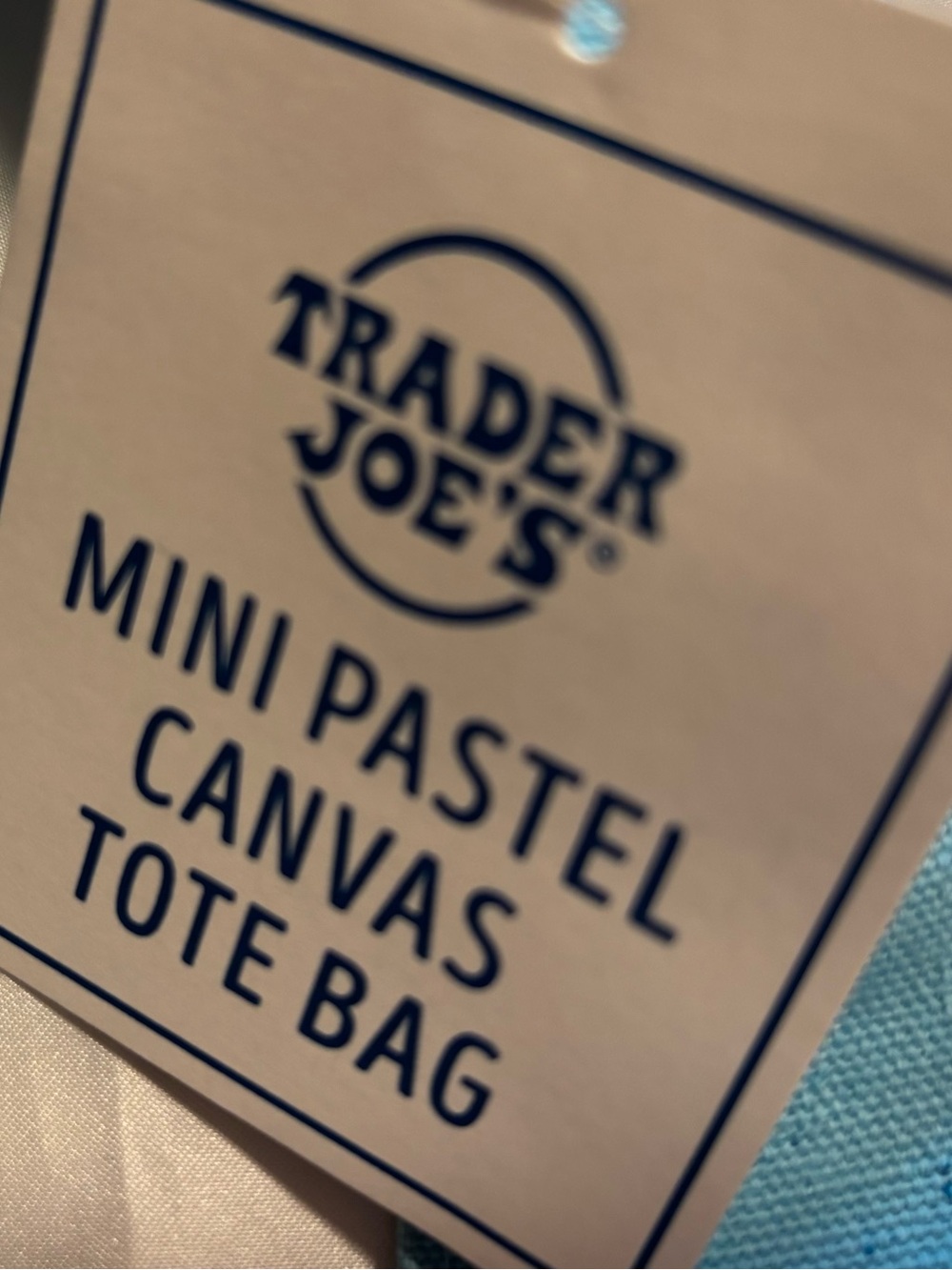 A Set of Two (Blue and Punk) Trader Joe's Mini-Pastel Canvas Tote Bags - Picture 2 of 3
